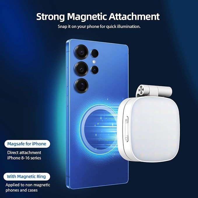 Magnetic Selfie Light, Phone Light Compatible with iPhone Magsafe, | CRI97, 360° LED Ring Fill Light, Mirror Included, For Selfies/Photography/TikTok, Zoom Calls/Video Conference - Image 7