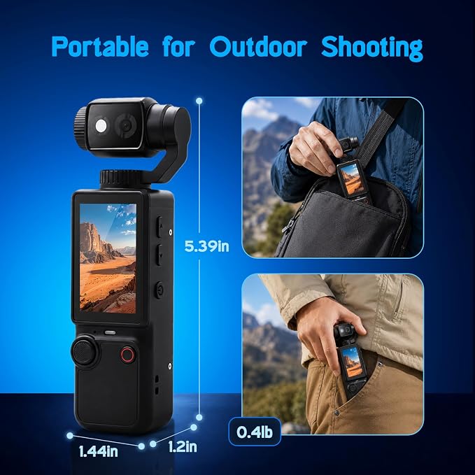 4K Handheld Camera for Vlogging 66M Small Pocket Tripod Body Cameras | 4K Video Recording&66M Photo | 180° Rotating Lens | 1.9in Screen | 5 Hours Working | Auto&Manual Focusing | Tripod, 16GB Card - Image 5