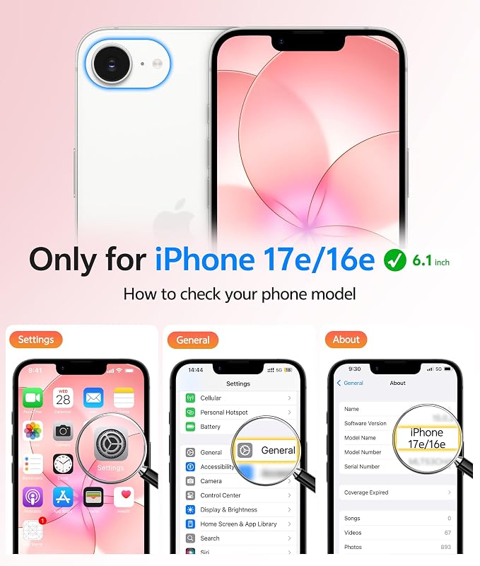 FNTCASE for iPhone 17e/ iPhone 16e Case, Fit for Magsafe, Screen Protector | Translucent Matte Magnetic Back, 14FT Military Grade Drop Protection, Shockproof Protective Phone Cover, Light Pink - Image 2
