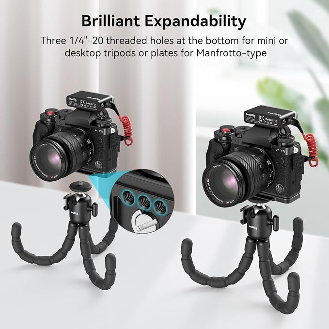 SMALLRIG Handgrip L-Shape Grip for FUJIFILM X-T5 with Shutter Button, Black | Built-in Quick Release Plate for Arca, 1/4"-20 holes, ergonomic silicone grip - Image 5