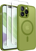 CAPRARO for iPhone 13 Pro Max Case, Compatible with MagSafe | Upgraded [Full Camera Protection] Shockproof Protective Slim Translucent Matte Magnetic Phone Case 6.7'', Cedar Green by CAPRARO