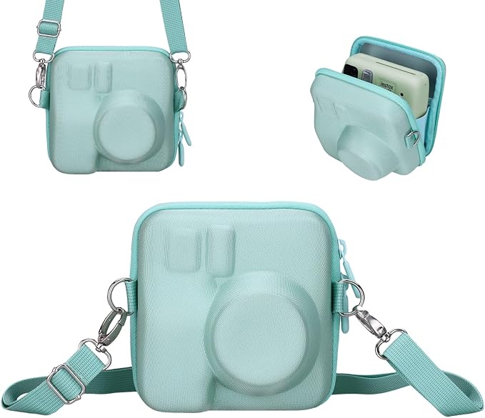 LTGEM Hard Case Compatible with Fujifilm Instax Mini 13, Mint Green | Fits Fujifilm Instax Mini 13/12/11/10/9, Hard Carrying Travel Camera Bag with Shoulder Strap by LTGEM