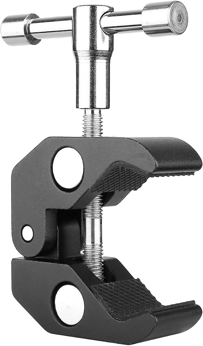 ChromLives Super Clamp Crab Clamp Photography w/ 1/4'' and 3/8'' Thread Rod Clamp Pliers Clip for DSLR Rig Cameras, 15mm Rods, Lights, Umbrellas, Hooks, Plate Glass, Cross Bars and More 2Pack - Image 3