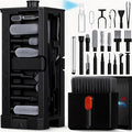 Inesore 32 in 1 Phone Cleaning Kit for iPhone AirPods MacBook Earbuds-Black | Full Set of Multi-Size Tips, Wide Application, All-in-One Layered Storage, Tidy Accessory Storage, Dual Wet & Dry Clean Modes by Inesore