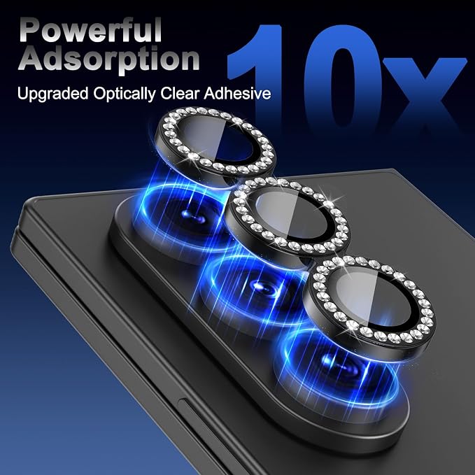 Meshine for Samsung Galaxy Z Fold 7 Camera Lens Protector,Scratch Proof,Strong Adsorption,9H Hardness with Metal Ring Camera Cover,Ultra Thin Case Friendly, Accessories Lens Protector,Shiny Black - Image 5