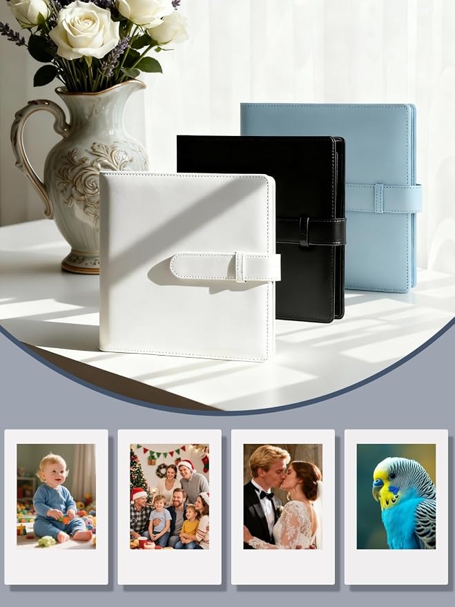Veicevol 256-Pocket 2x3 Photo Album for Instax Mini and Polaroid, White | PU Leather Cover Keeps, Fits Instax Mini and Polaroid 2x3 Photos, Protects Travel, Wedding and Family Memories - Image 2