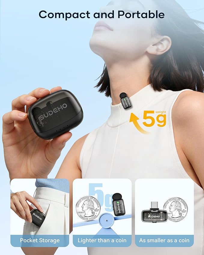 Wireless Mini Lavalier Microphones for iPhone iPad Android with Charging Case, USB C Lapel Mic with Noise Reduction & Voice Changer Mode for Video Recording Vlogging YouTube Interview and Game Chat - Image 6