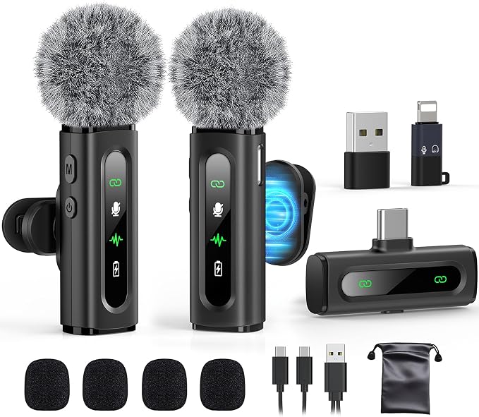 USB C Lavalier Microphone Wireless Mini Mic for Type-C Android Phone/Tablet/PC Video Recording Clip-on Mics with Rotatable Clip&Denoise Recording, Ideal for Vlog Tiktok Youtube Podcast Content Creator by GoorDik