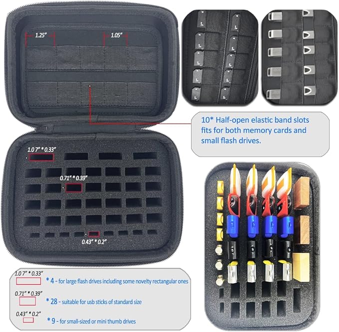 USB Flash Drive Case Memory Card Holder Thumb Drive Organizer USB Drives Storage Box for Sandisk/Samsung/SamData/Inland/PNY/Netac/JBOS (Case Only with Label and Strap) - Image 4