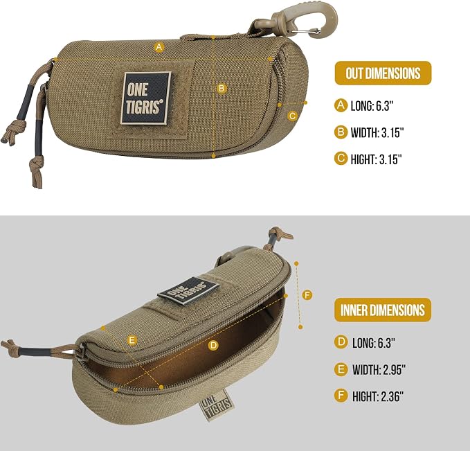 ONETIGRIS Hard Shell Sunglasses Case MOLLE Tactical Eyeglasses Pouch | Fits Most Regular Glasses, 1000D Nylon Glasses Case, Shockproof & Crush-Proof PP Liner, Inner Pocket, Two Way Zipper - Image 3