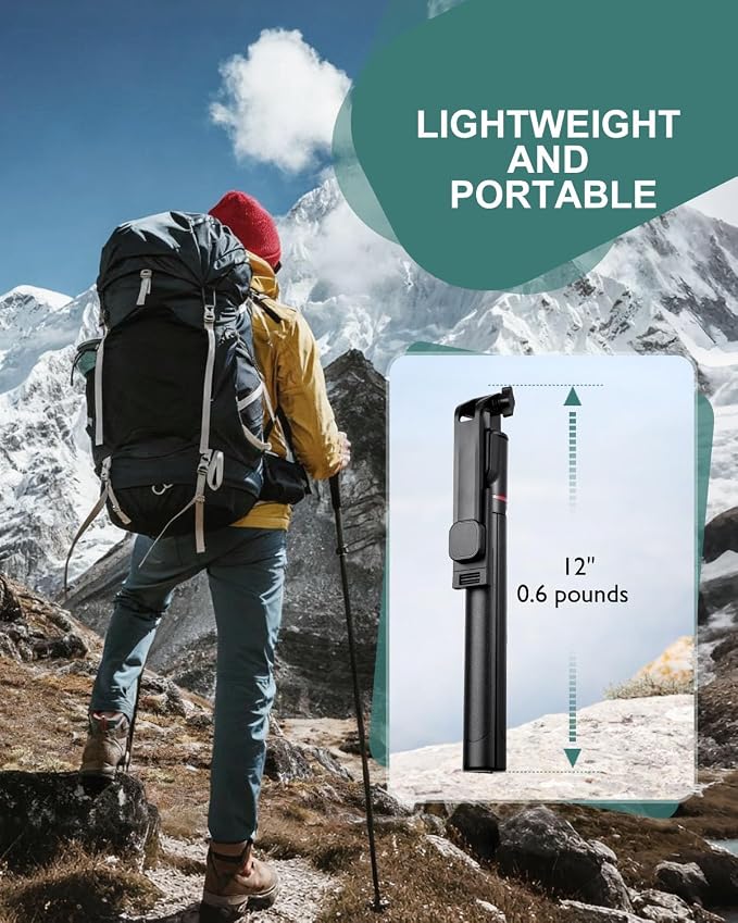 71" Phone Tripod Selfie Stick for iPhone and Android Phone, Cell Phone Tripod Stand with Wireless Remote Control - Image 6