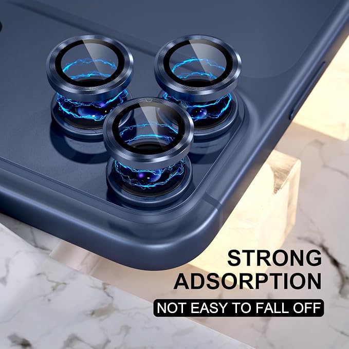 Choiche for iPhone 17 Pro/iPhone 17 Pro Max Camera Lens Protector | Ultra HD, 9H Tempered Glass Camera Cover Screen Protector Metal Ring Decoration Accessories (Blue) - Image 6