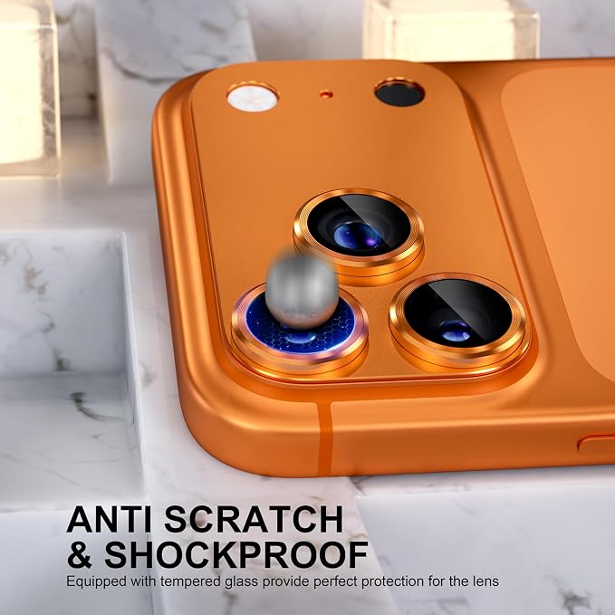 Choiche for iPhone 17 Pro Camera Lens Protector, Orange | Metal Camera Cover with 9H Tempered Glass Lens Screen Protector Accessories, Strong Adsorption, Case-Friendly, 6.3-inch - Image 3