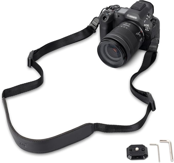 Mirrorless Camera Neck Strap with Quick Release Buckles, Adjustable Shoulder Sling Strap for Sony A7C II A7 IV III A7R V IV ZV1 ZV-E10 Canon EOS R100 R50 M50 M6 Nikon Z30 Z50 Z6 Z7 II & More (Black) by JJC