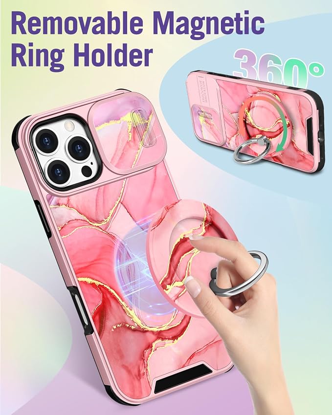 Buleens for iPhone 16 Pro Max Case 6.9 Inch - with Ring Stand & Camera Cover Aesthetic Cute Designed for Women Girls Pretty Girly Fashion Teens Phone Case for iPhone 16 Pro Max Compatible with Magsafe - Image 5
