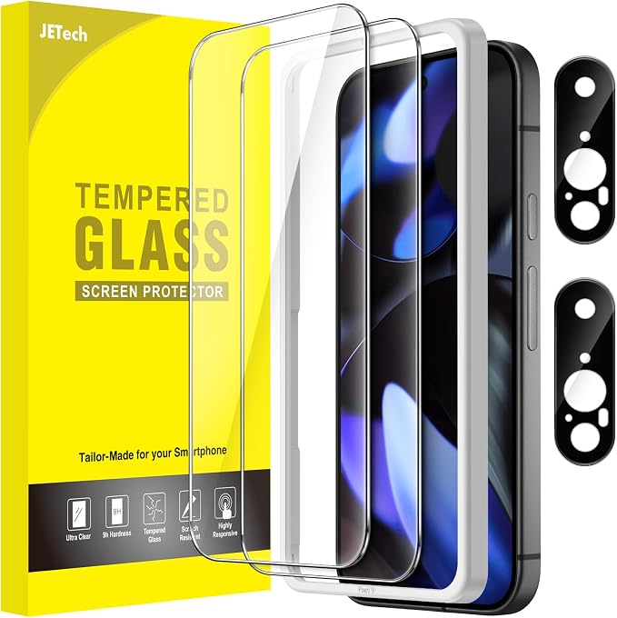 JETech Screen Protector for Google Pixel 9, 2+2 Pack | with Camera Lens Protector, HD Clear Tempered Glass, Anti-Scratch Protection, Easy Installation Tool by JETech