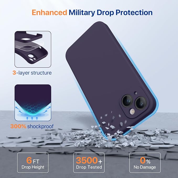 Miracase Silicone for iPhone 14 Case, Dark Purple | Soft Anti-Scratch Microfiber Lining, Premium Silicone Cover Shockproof Drop Protection Phone Case for 14 - Image 5