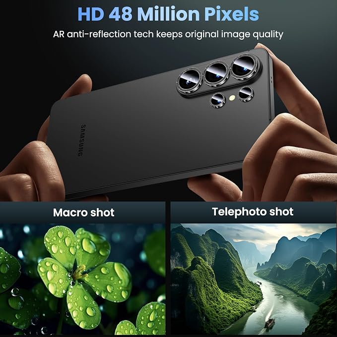 Uyiton for Samsung Galaxy S26 Ultra Camera Lens Protector, Unique Design | Case-Friendly, Ultra-Thin, Military-Grade Sapphire Glass with Aluminum Metal Rear Camera Screen Cover, Glitter Black - Image 2