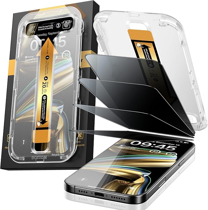 MRGLAS 4-Pack TOP 9H+ Glass for iPhone 16 Pro Privacy Screen Protector | [Auto Alignment Kit] [10X Military Protection, 100% Anti Spy] UNBREAK Tempered Glass 6.3 inch Longest Durable Case-Friendly by MRGLAS
