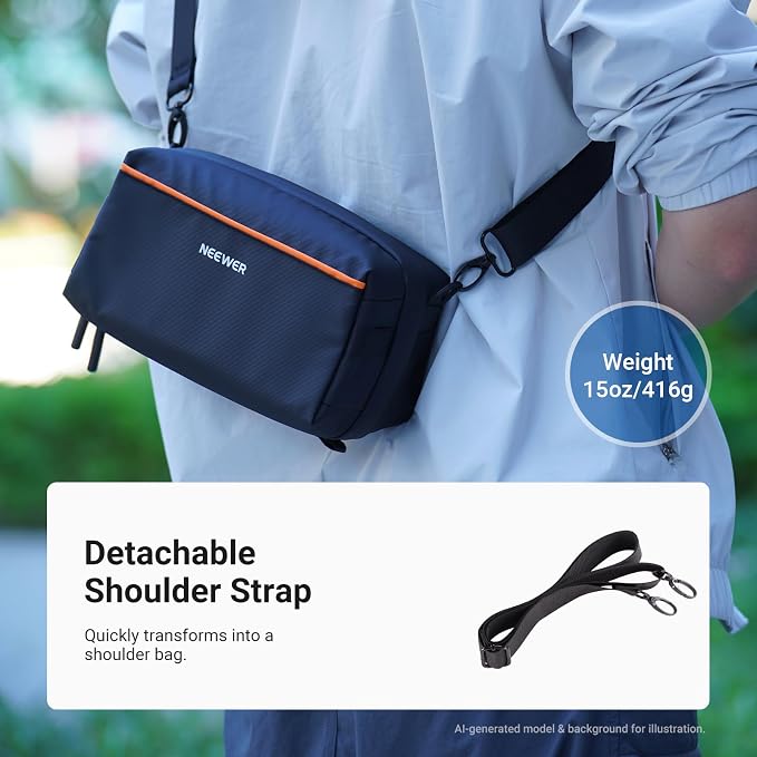 NEEWER Tech Pouch, Splashproof Tech Organizer Storage Case Travel Carry Bag with Multi Compartments Shoulder Strap for Electronics Photography Accessories SD Card Battery Cable Cord Charger, PB024 - Image 5