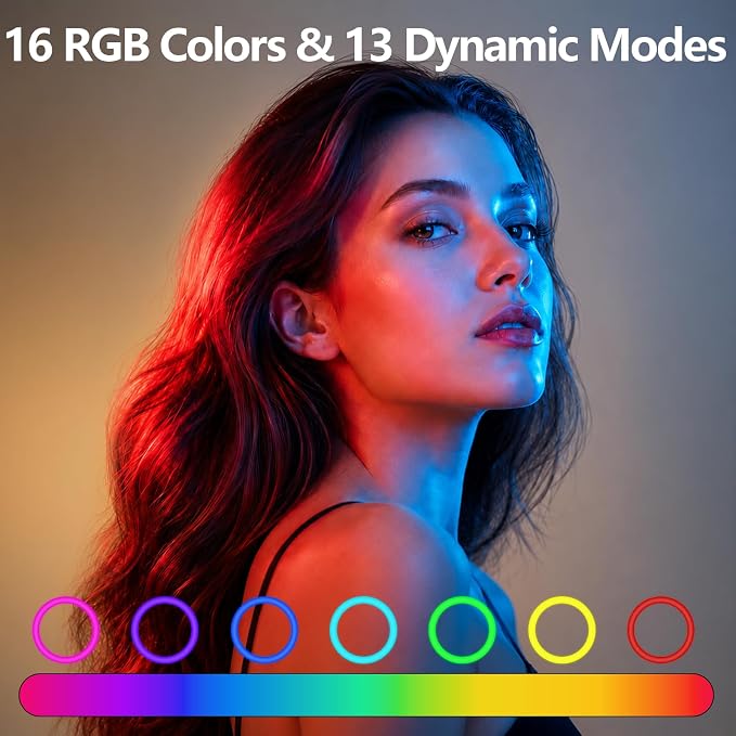 EMART 10'' Ring Light with 55'' Extendable Tripod Stand & Phone Holder | 16 RGB Colors Modes, 10 Dimmable Levels LED Circle Selfie Lights with Wireless Remote for Makeup, Streaming, YouTube, TikTok - Image 3