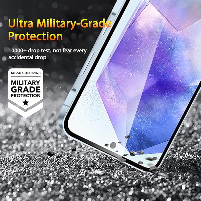 QsmQam 3 Pack Screen Protector for Samsung Galaxy A55 + 3 Pack Camera Lens Protector, Ultra HD Tempered Glass, 9H Hardness, Anti Scratch, Easy Installation - Case Friendly - Image 5
