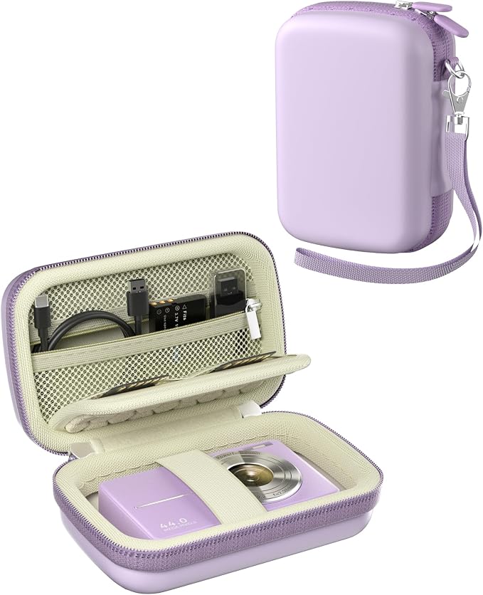 ProCase Digital Camera Case for KODAK Pixpro, Compact Travel Bag -Violet | Vlogging Camera for CAMKORY/Lecran/Lecnippy/Froitx/aycy/FJFJOPK/KODAK PIXPRO FZ55/FZ45 4K, Mesh Pocket for Batteries, SD Card by ProCase