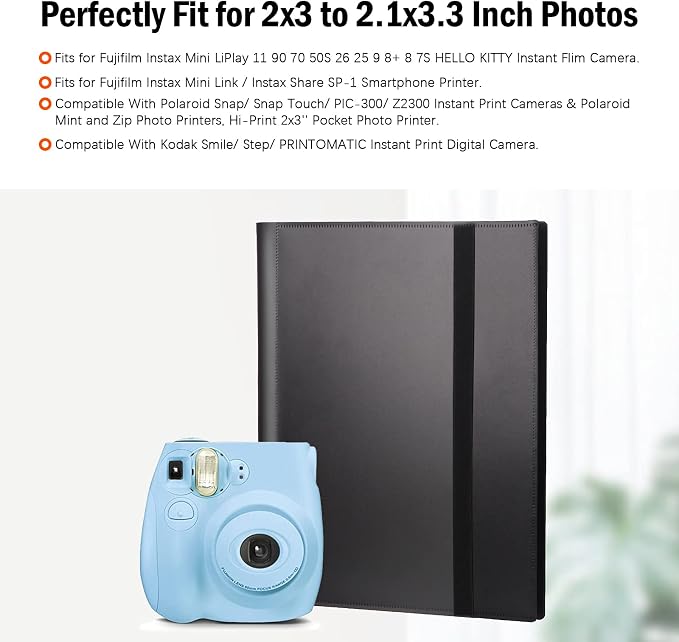 432 Pockets 2x3 Inch Photo Album for Polaroid & Instax Mini Pictures, Black | Large Capacity, Acid-Free Black Pages, Durable Hard Cover, Elastic Band Closure for Secure Storage Everyday Instant Photos - Image 6