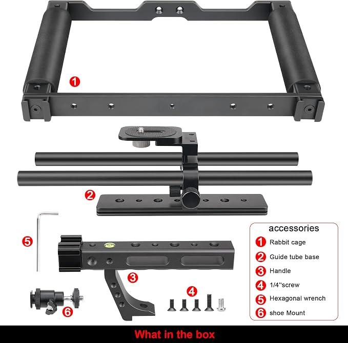 Universal Aluminum Alloy DSLR Mirrorless Camera Camcorder Stabilizer Extension Cage Mount for Mic Monitor Light, Movie Making Rig YouTube Tiktok Vlogging Video Kit w/Phone Holder for Canon Sony Nikon - Image 6