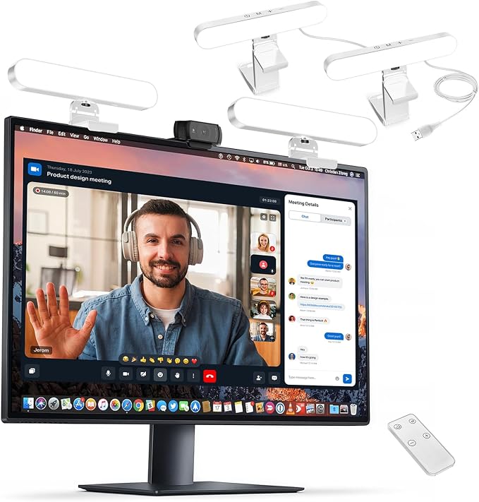 Dual-lamp Video Conference Lighting, LED Streaming Light with Remote and Touch Control, Zoom Lighting for Computer,Webcam Laptop Monitor Ring Light for Video Calls/Zoom Meetings (White) by yAyusiPortableSelfieStand