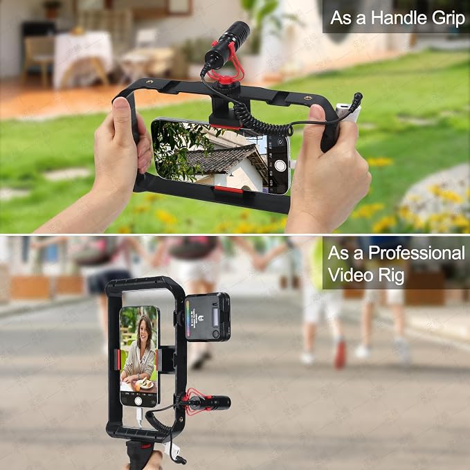 Taisioner Smartphone Video Rig Hand Girp Stabilizer Filmmaking Case | Phone girp with rig phone video stabilizer cold shoe for film maker Compatible with iphone 15/14/13/12/ Pro Max and Android - Image 2