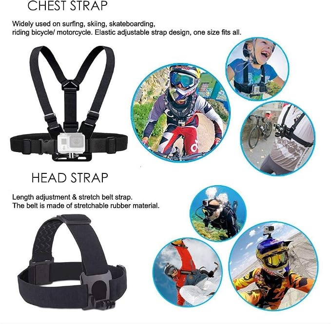 Action Camera Accessories Head Strap Mount Chest Harness | Compatible with AKASO EK7000 Brave 4 Brave 7 LE V50X Native/GoPro HERO 13 12 /VEMONT/Dragon Touch/ODDV/HLS/Apexcam/REMALI - Image 5
