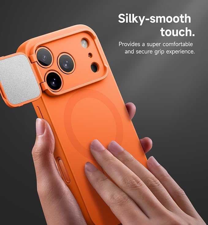 SURITCH for iPhone 17 Pro Max Case with Camera Control Cover, Camera Cover and Adjustable Kickstand, Compatible with MagSafe, Shockproof Bumper Protective Cases 6.9 Inch, Orange - Image 8