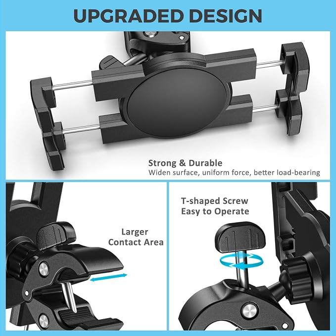 KDD Spin Bike Tablet Holder Mount, Phone iPad Holder Stand Exercise Bike Handlebar Mount for Stationary Bicycle, Treadmill, Microphone Stand, Fit for iPad Pro 12.9, Galaxy Tabs, iPhone(4.7-13”) - Image 8