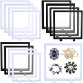 Harloon 12 Pcs 3D Floating Display Case, Black White, 7 x 7 x 0.8, Square | 3D Floating Frame for Challenge Coins, Medallions, Fossils, Gemstones, Jewelry, Collectibles Shadow Box Display Holder by Muasung