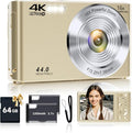 Digital Camera, 2026 FHD 4K Autofocus Digital Camera with 64GB SD Card 16X Digital Zoom, Gold Cameras for Photography Portable Compact Point and Shoot Camera for Teens Adult Kids Gift by SMARTKLIK