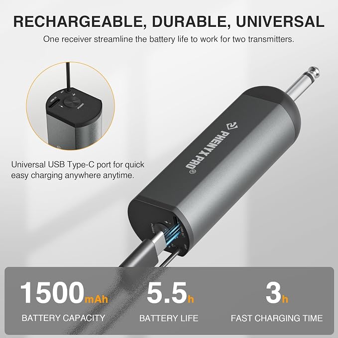 Phenyx Pro Dual Digital Headset/Lapel Wireless Microphone System PDP-2-2B | 2 Bodypack Transmitters, Mini Receiver, 2 x 15 Frequencies, Hands-Free Vocals, Karaoke - Image 5