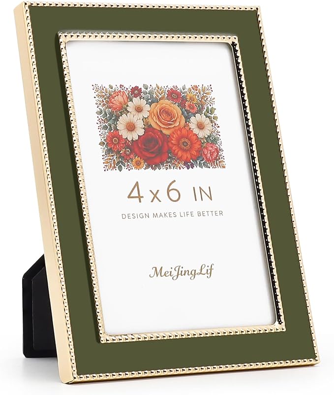 Premium Metal Picture Frame 4x6 Inches with Velvet Back Cover - Elegant and Durable Photo Frame for Displaying Cherished Memories, Perfect as Desk Decor, Home Office Accessory,Green picture frame by Unknown