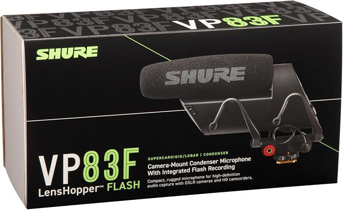 Shure VP83F LensHopper Camera-Mounted Condenser Shotgun Microphone with Integrated Digital Flash Recording - Windscreen, Superior RF Immunity, Backlit LCD, 5-Position Joystick, Rycote Lyre Shock Mount - Image 12
