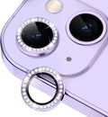 for iPhone 14/14 Plus Camera Lens Protector Bling Diamond, Purple | Individual Metal, 9H Hardness, Scratch Resistant, Shockproof, Drop Protection, Case Friendly, Stylish Accessories by Xfilm
