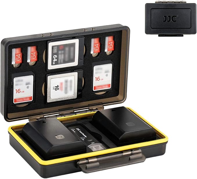 JJC Camera Battery Memory Card Case, SD Micro SD TF MSD XQD Card and Battery Holder Storage Organizer for Canon Nikon Sony Fujifilm Olympus,Water-Resistant & Shockproof by JJC