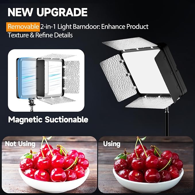 EMART 1-Pack LED Video Light Kit with Phone Holder & Barndoor | 2800-7000K Dimmable Studio Lights, 73'' Streaming Light for Video Recording, YouTube, Vlog, Photography, Content, Podcast - Image 2