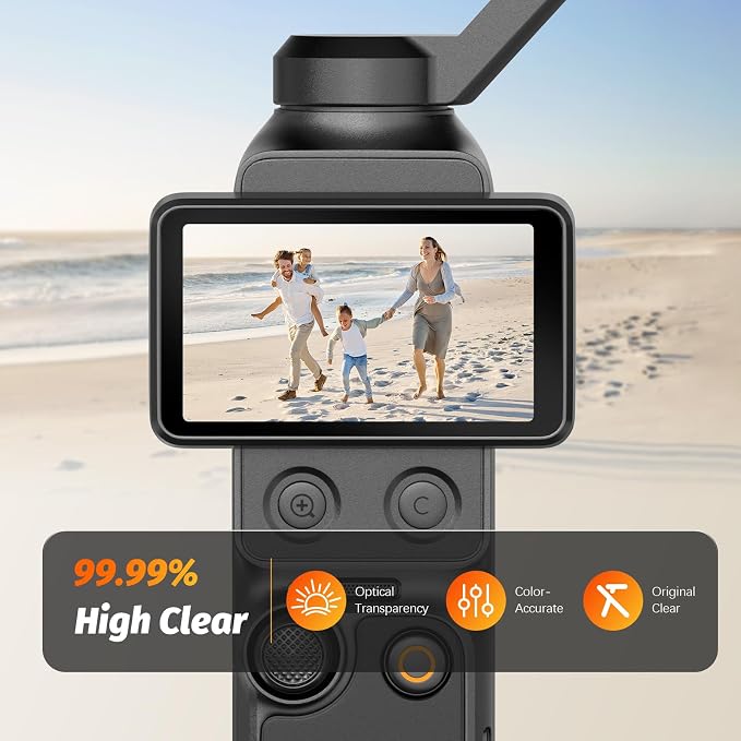 AMAZEAR Screen Protector for DJI Osmo Pocket 4P (3 Pack), Pocket 4 Pro Accessories Tempered Glass Screen Protective Cover, 9H Hardness, Ultra HD, Touch Sensitive, Bubble-Free(TGP & Frame) - Image 8