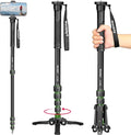 Camera Monopod with Feet, Aluminum Portable Travel Monopod with Removable Tripod Stand Base for DSLR Canon Nikon Sony Video Camcorder (Green) by Manbily