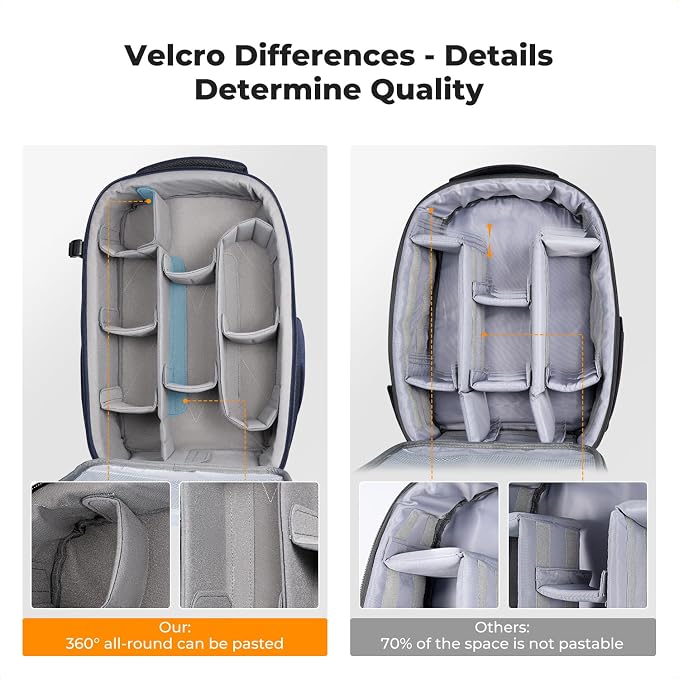 K&F CONCEPT Camera Backpack,Hardshell Photography DSLR Camera Bag | 15-15.6 Inch Laptop Compartment, Waterproof, Hard Shell Camera Case, Compatible with Canon/Nikon/Sony/DJI Mavic Drone, B07 - Image 8