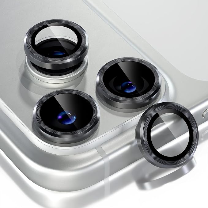 Choiche for iPhone 17 Pro/iPhone 17 Pro Max Camera Lens Protector | Ultra HD, 9H Tempered Glass Camera Cover Screen Protector Metal Ring Decoration Accessories (Black) by Choiche