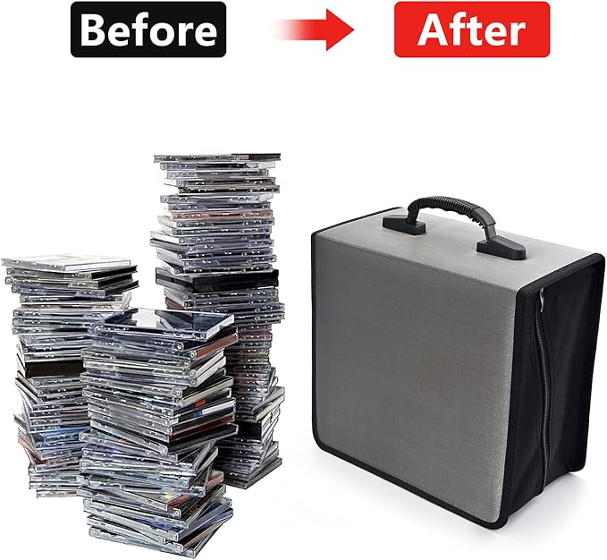 alavisxf xx CD Case, 432 Capacity Nylon Heavy Duty Organizer Wallet for Car | CD DVD Binder, Portable Handle, Zipper Closure, Anti-Slip Sleeves, Movie Media Disc Storage, for Home Office Travel - Image 3
