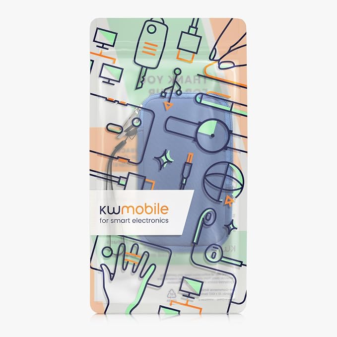 kwmobile Universal Phone Pouch Size M - 5.5" - Neoprene Smartphone Pouch with Zip - Water-Repellent Mobile Phone Case - Sleeve in Baltic Blue - Image 7