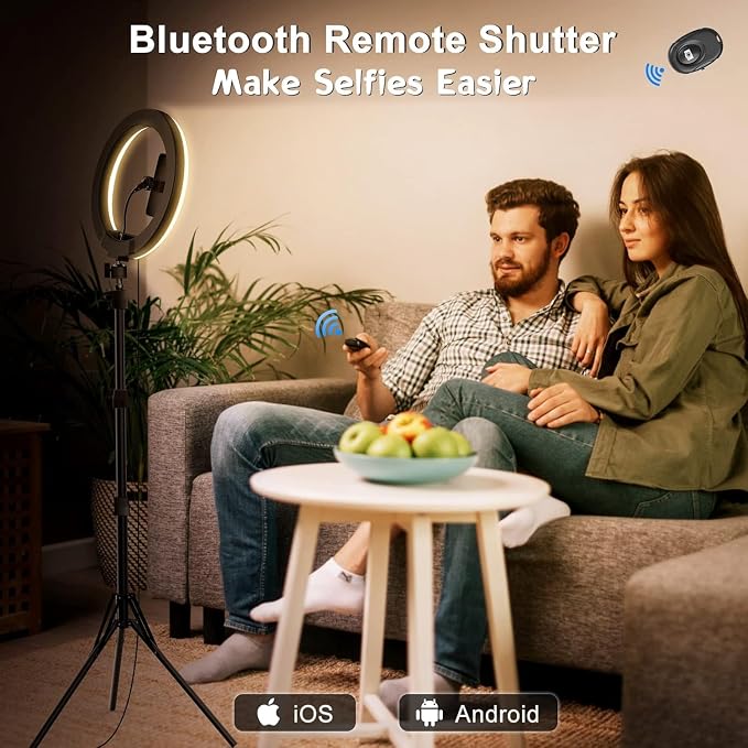 10.3" Selfie Ring Light with Stand and Phone Holder, 73" Tripod 96 RGB Mode | Remote for iPhone &Android Camera. LED Halo Light for Photo/Video Recording/TikTok/Makeup. Vlogging Circle Ringlight Dimmable - Image 4