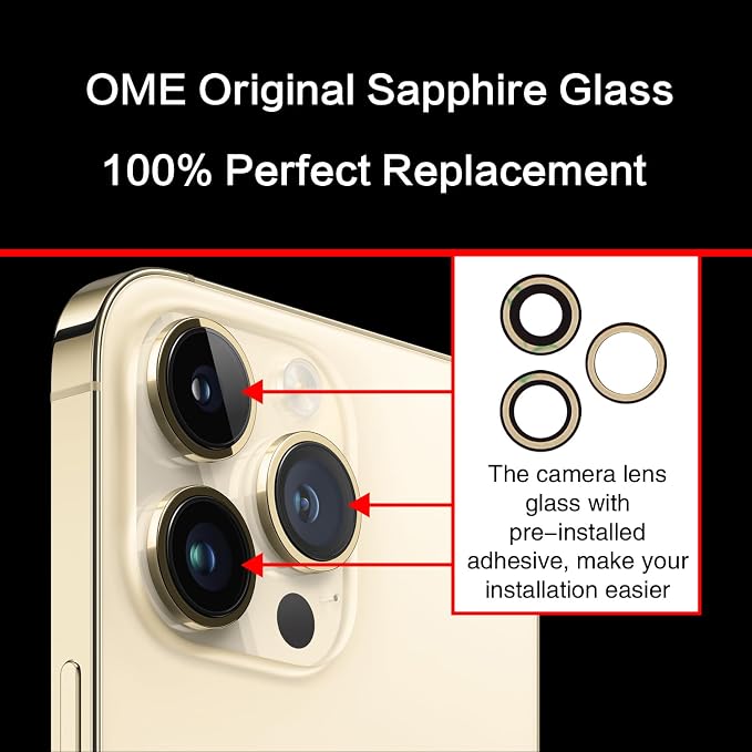 2PCS ASDAWN Back Rear Camera Lens Glass Replacement for iPhone 14 Pro Max and 14 Pro Camera Glass Lens Replacement with Pre-Installed Adhesive + Repair Tool Kit + Installation Manual - Image 4